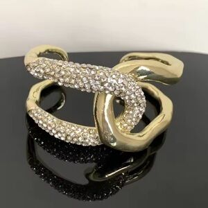 NEW Gold Crystal Interlocked Cuff Bracelet Alexis Bittar STYLE M31